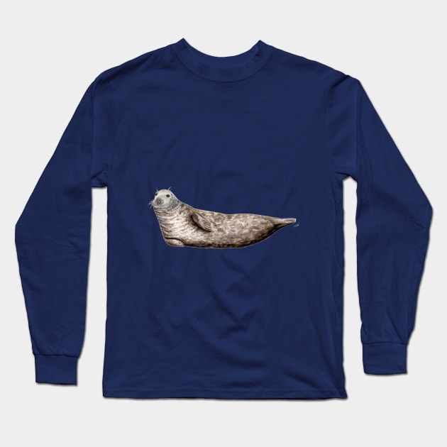 Grey seal Long Sleeve T-Shirt by chloeyzoard